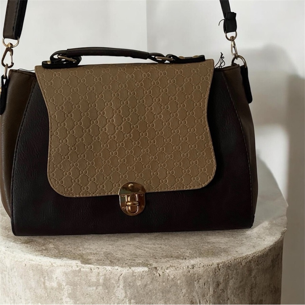Elegant Brown and Tan Handbag - Picture 3 of 12